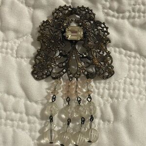 Vintage Brooch with waterfall Crystal Accents